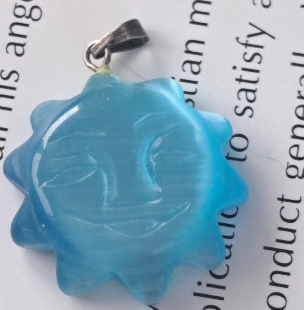 Blue semiprecious carved sun - Picture 2 of 6